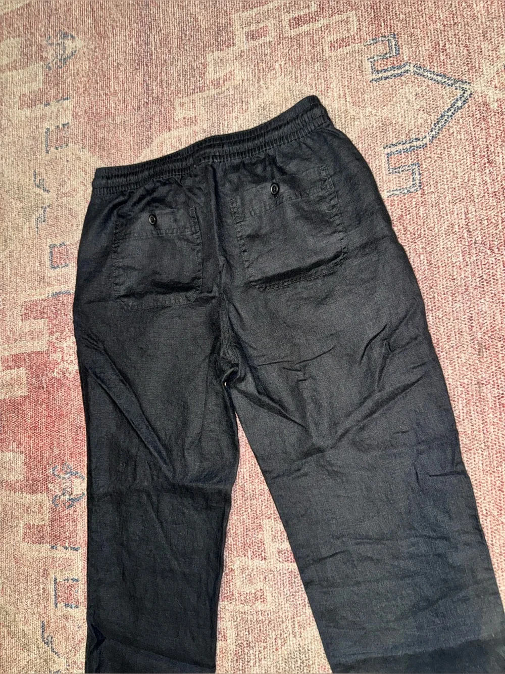 Quince European linen black drawstring beach pants size small like new